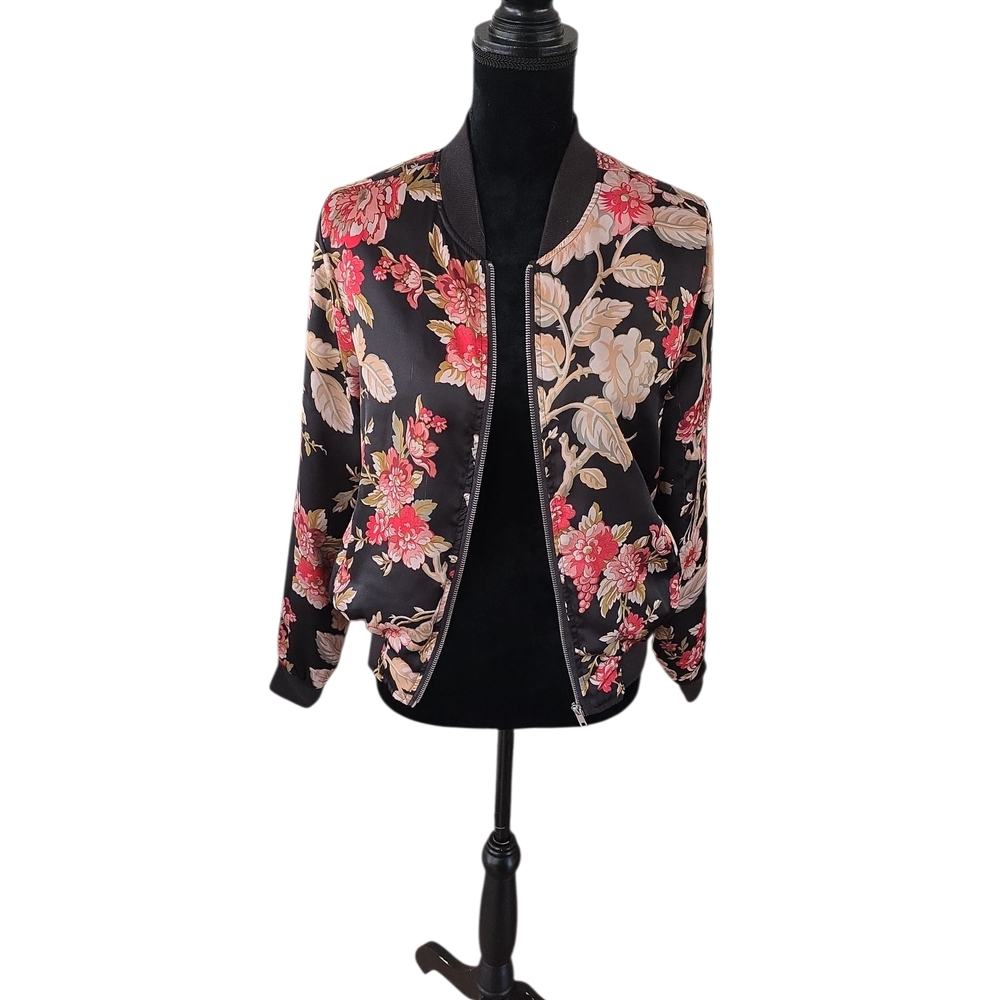 Floral Black Bomber Jacket